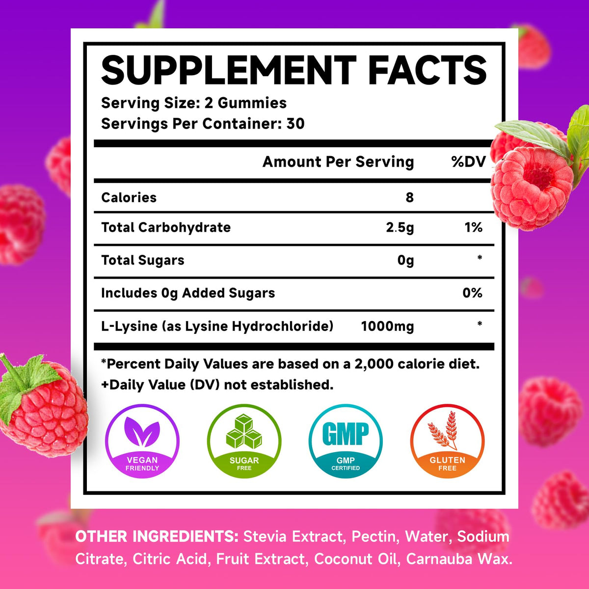 Emballage des gummies L-Lysine MEENCCD 1000mg