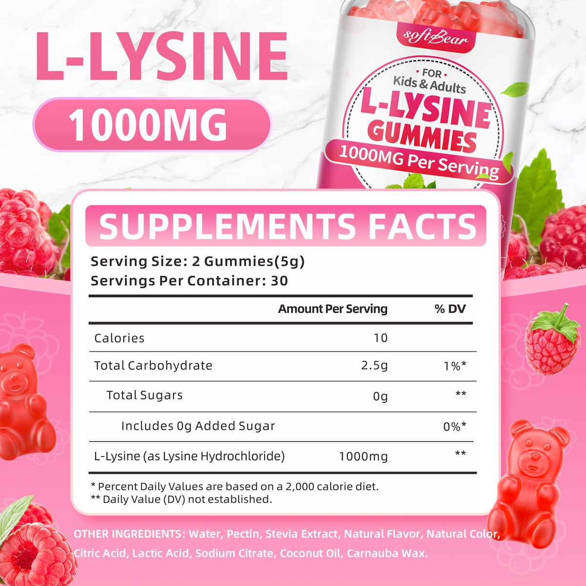 Emballage des gummies L-Lysine softbear