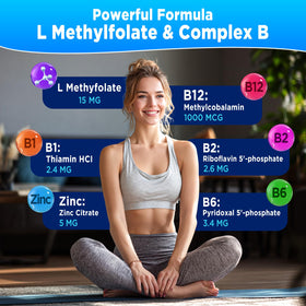 Emballage des gummies L-Méthylfolate 15mg et B12 1000mcg