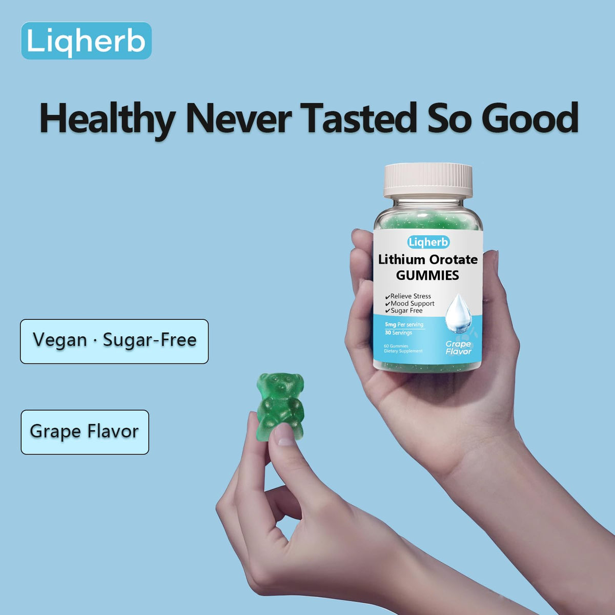 Emballage des gummies Liqherb Orotate de Lithium avec étiquette