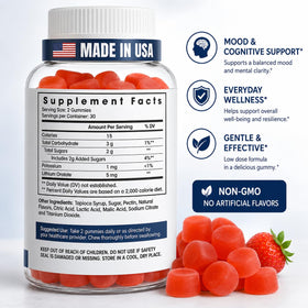 Emballage des Gummies Lithium Orotate 5mg Flamingo Supplements