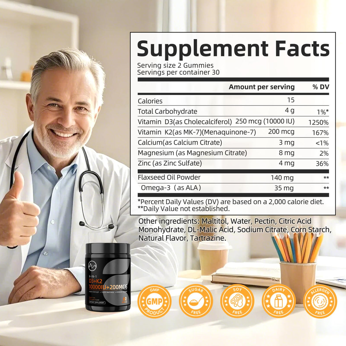 Emballage des gummies M inch avec informations nutritionnelles