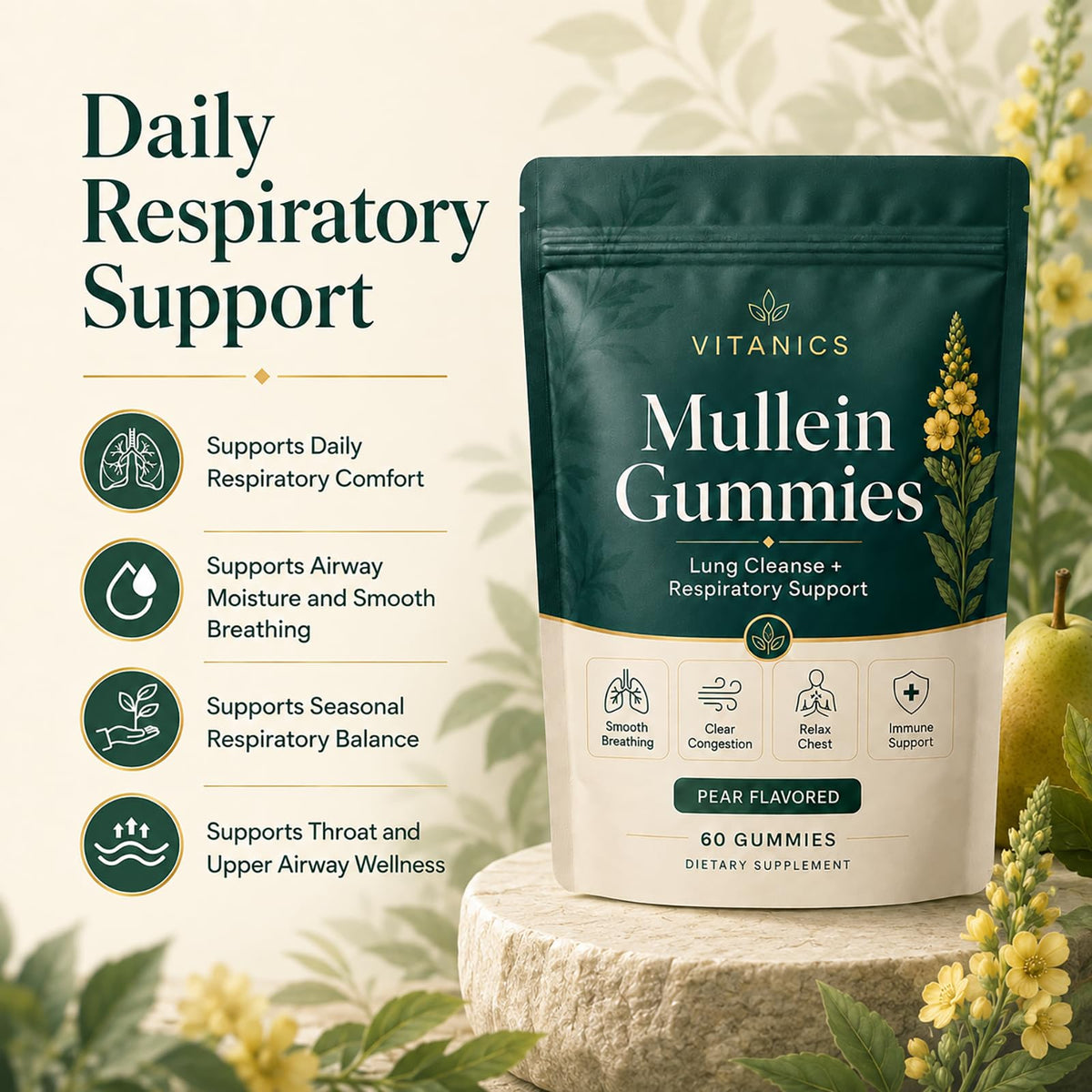 Emballage des Gummies Mullein QNJIX, vue de côté