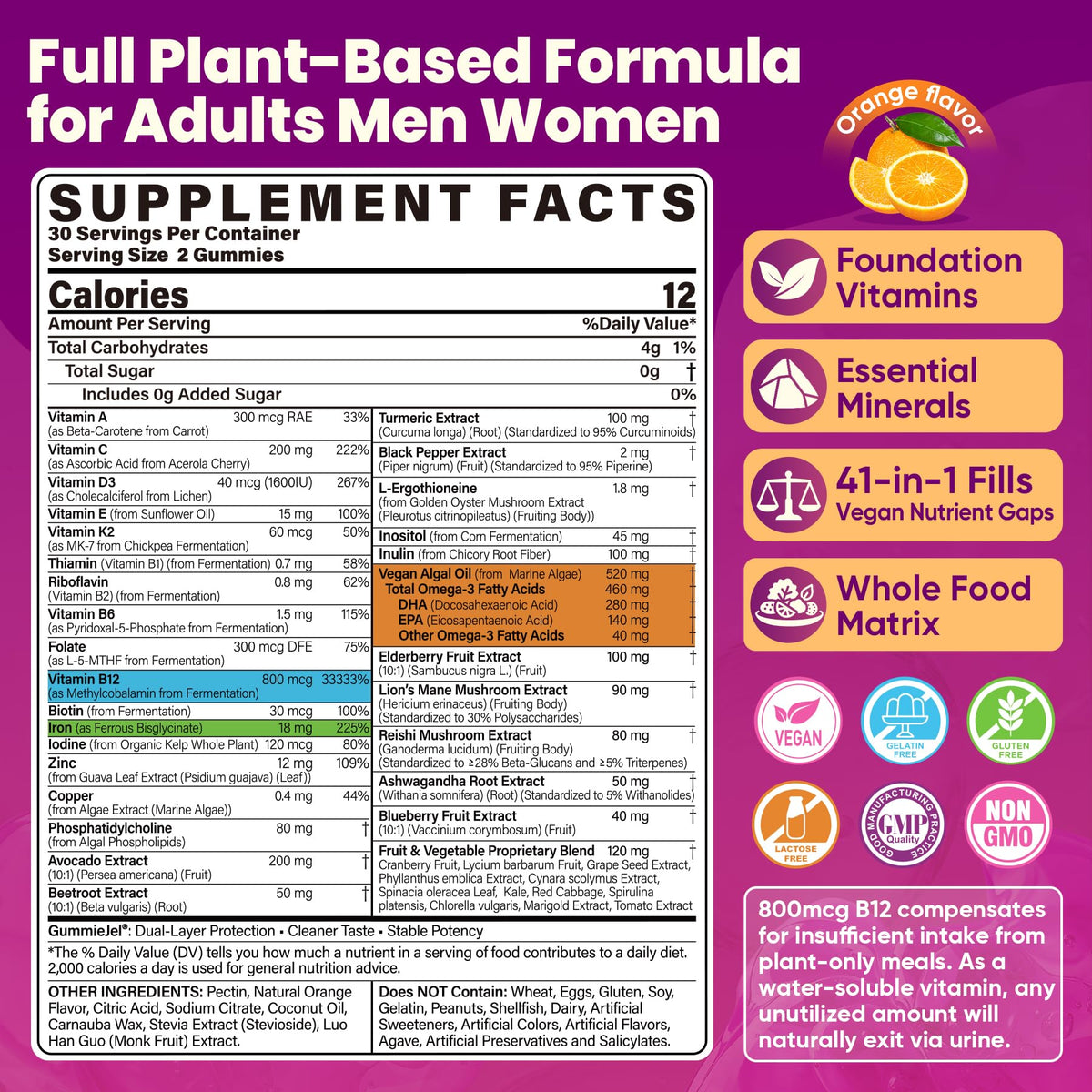 Emballage des gummies multivitaminés EnvyCure 41-en-1