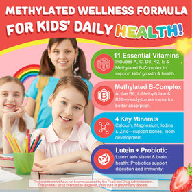 Emballage des gummies multivitamines NEVISS pour enfants, vue arrière