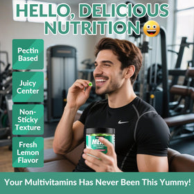 Emballage des gummies multivitamines Vigorintha avec informations nutritionnelles