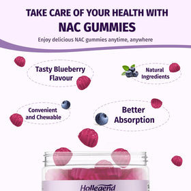Emballage des gummies NAC 1000mg HOLLEGEND, 60 Ct