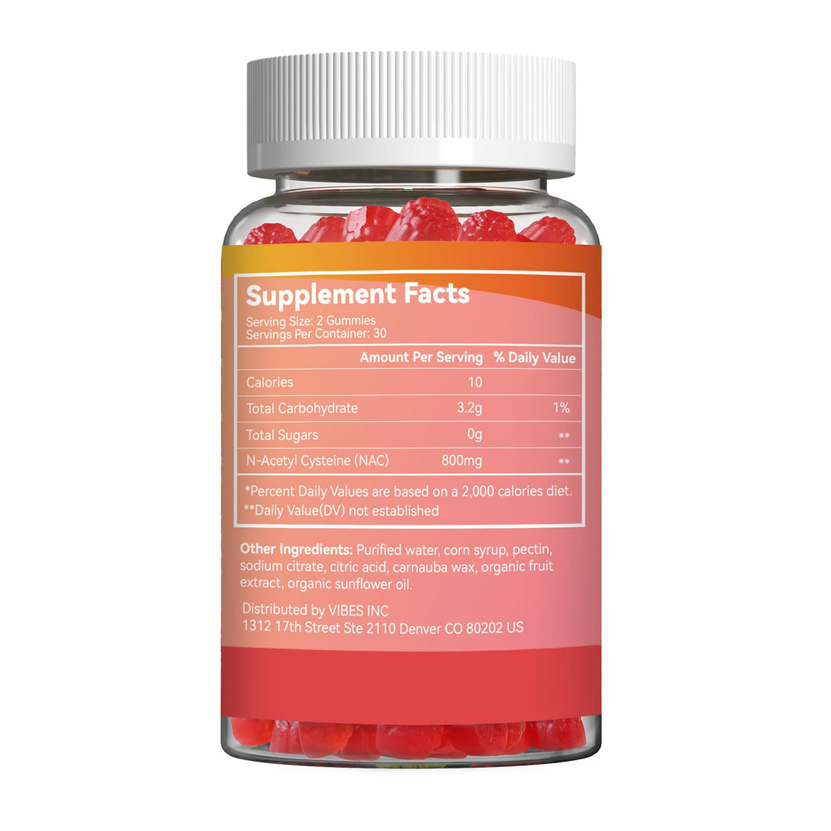 Emballage des gummies NAC Agumoon avec informations nutritionnelles