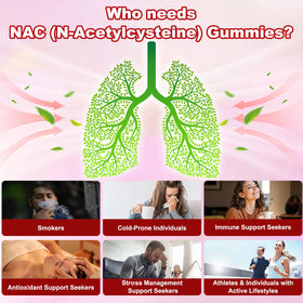 Emballage des gummies NAC Flyrocer avec informations nutritionnelles
