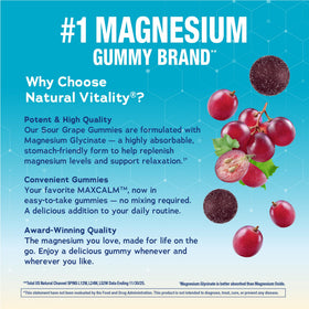 Emballage des gummies Natural Vitality avec informations nutritionnelles