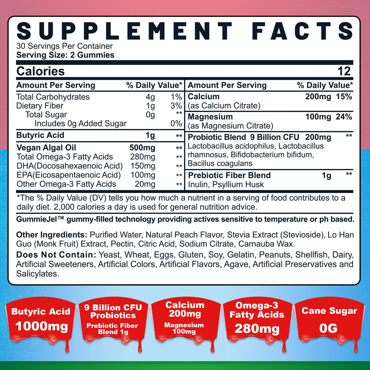 Emballage des Gummies Nextdia avec ingrédients listés