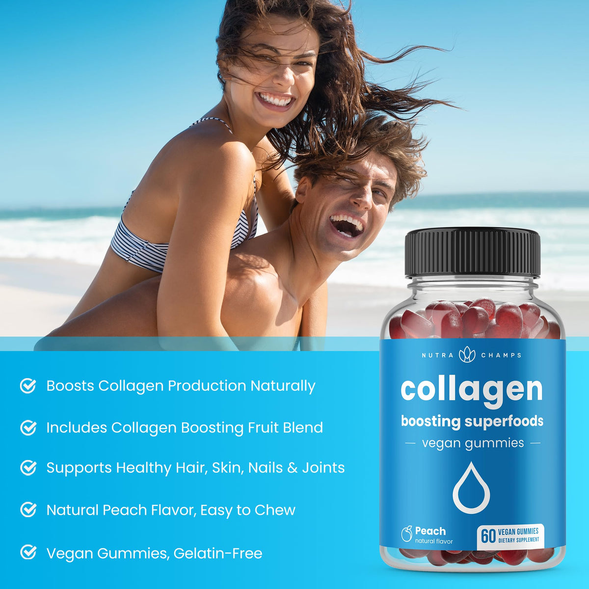 Emballage des gummies NutraChamps Collagène