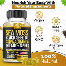 Emballage des gummies Nutravia avec ingrédients naturels