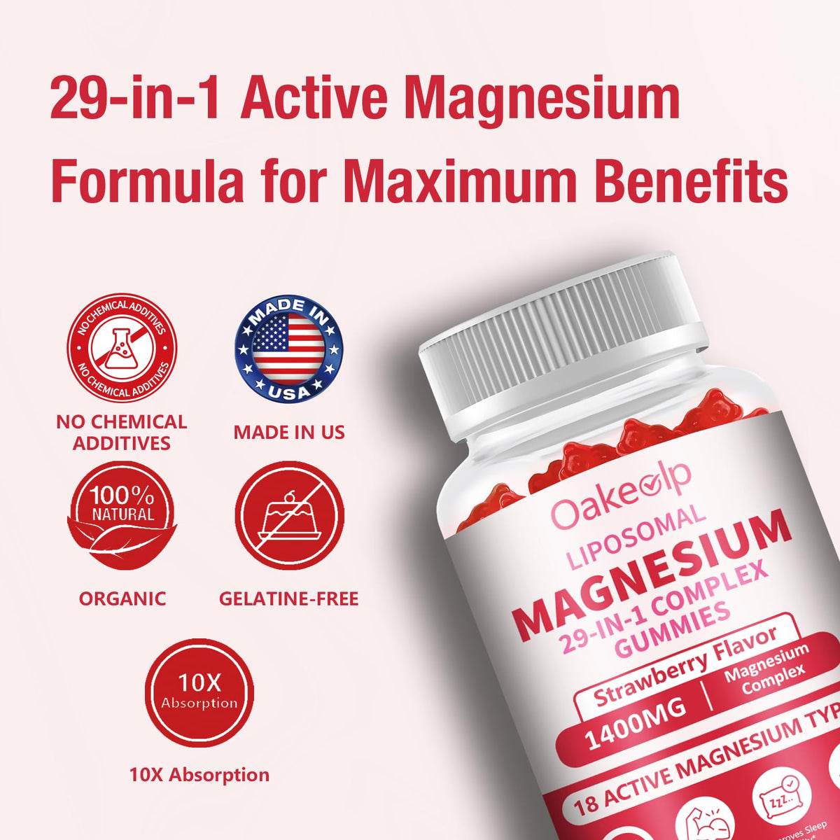 Emballage des gummies Oakevlp avec informations de dosage
