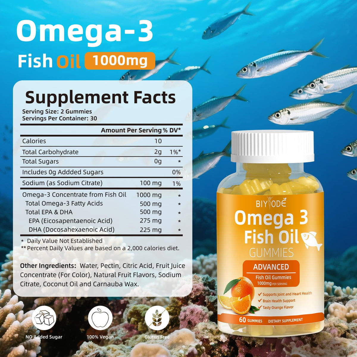 Emballage des gummies Omega 3 BIYODE