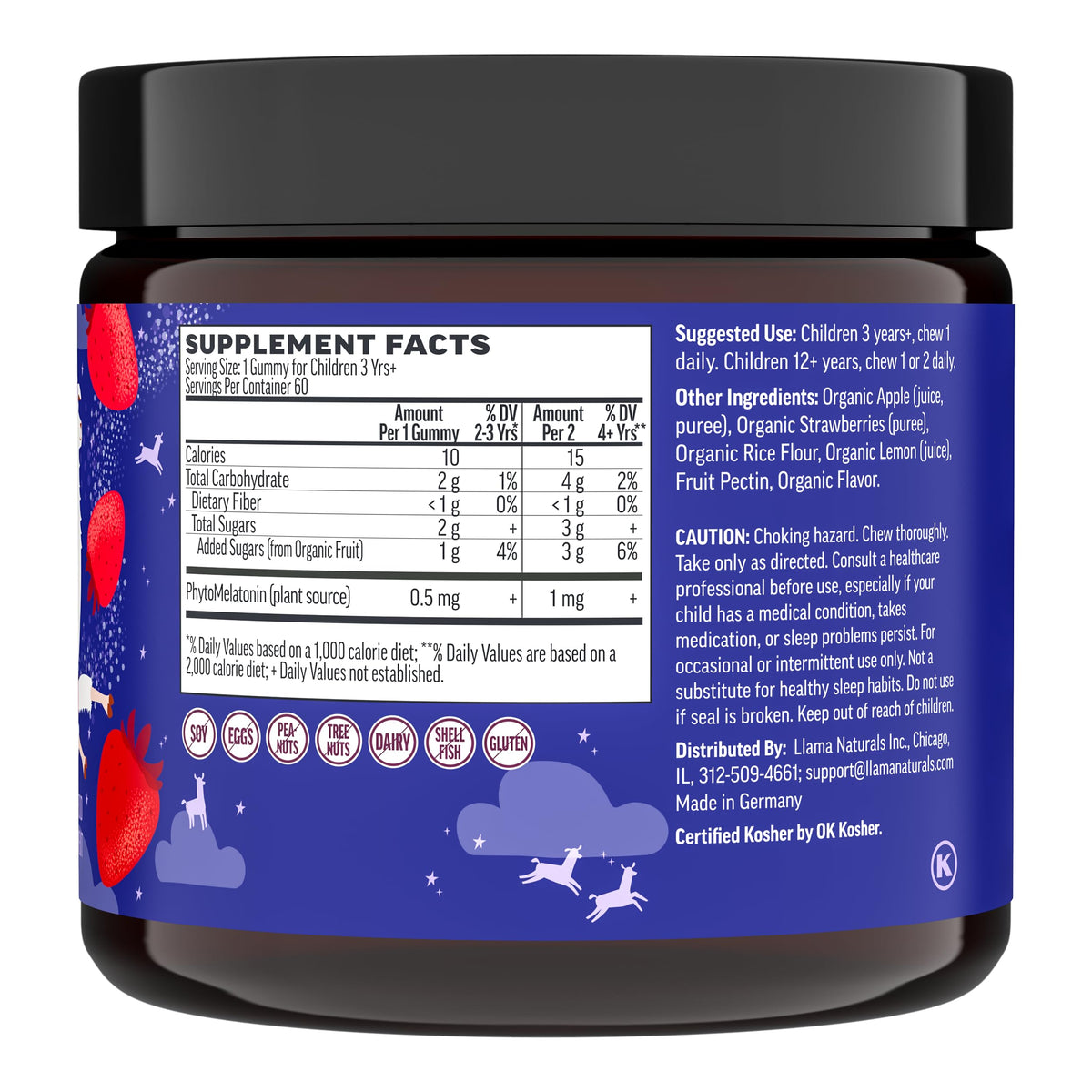 Emballage des gummies phytomélatonine bio Llama Naturals