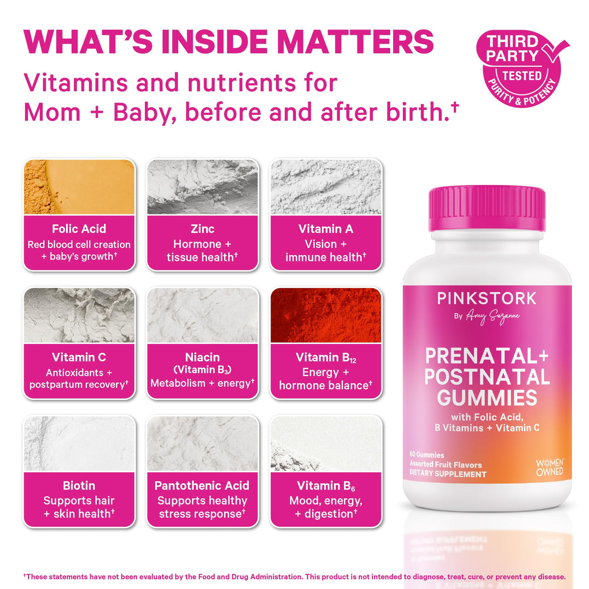 Emballage des gummies Pink Stork, contenant 60 gummies