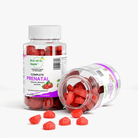 Emballage des gummies prénatales Bordin Health, vue latérale