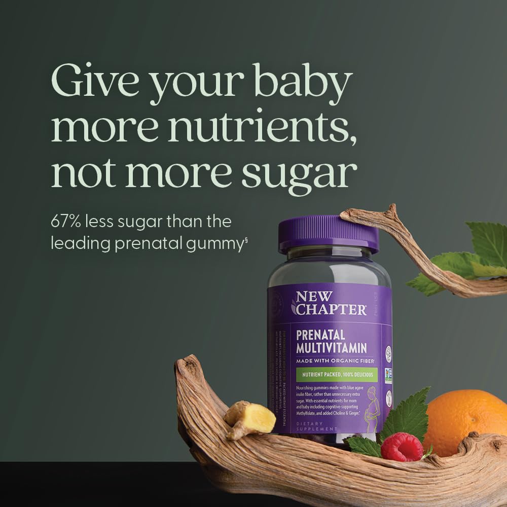 Emballage des gummies prénatales New Chapter avec informations nutritionnelles