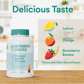 Emballage des Gummies prénataux SmartyPants, vue de dos