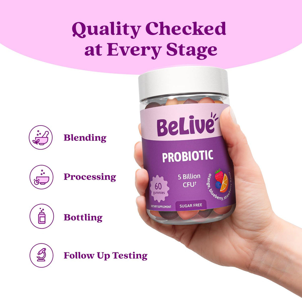 Emballage des gummies probiotiques BeLive