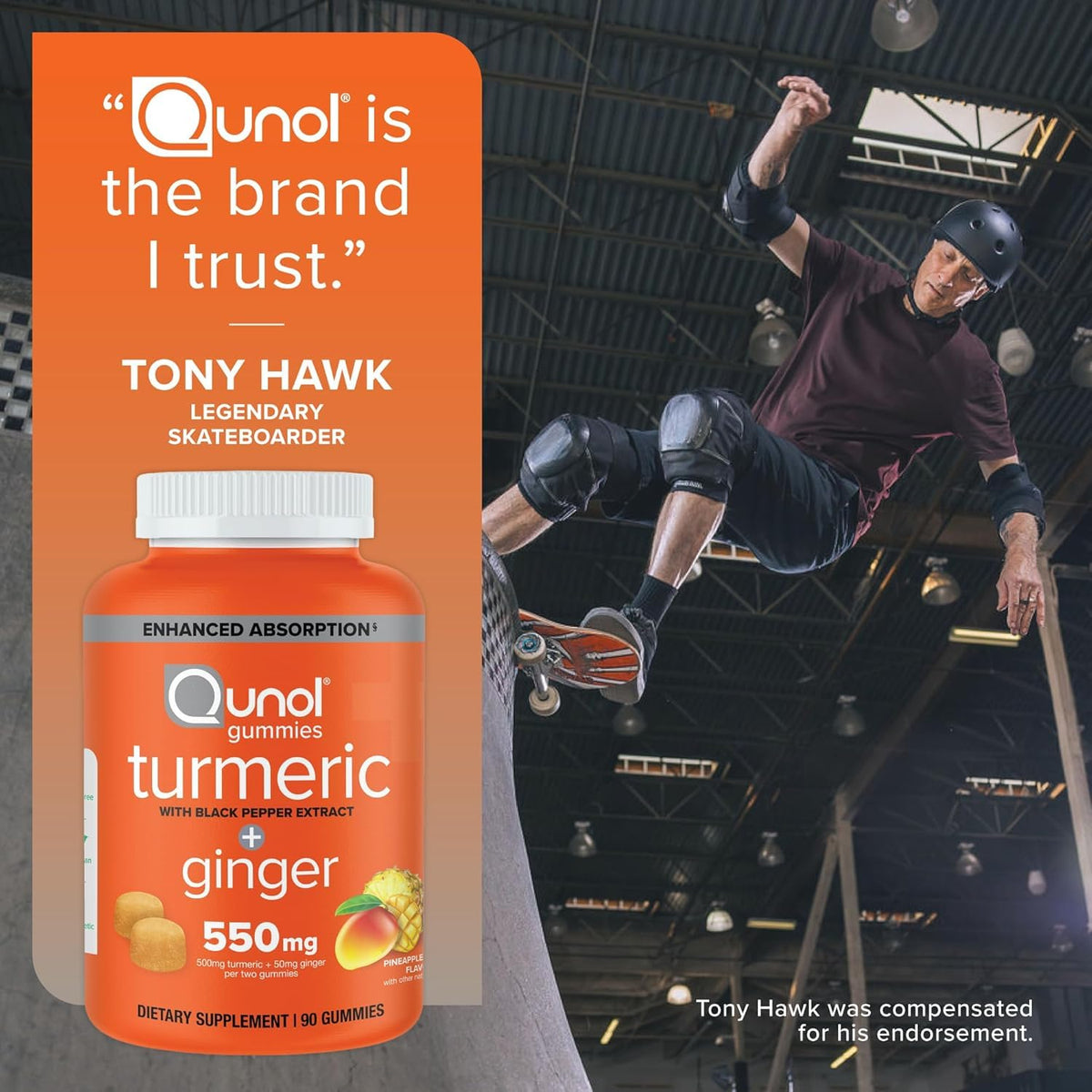 Emballage des gummies Qunol Curcuma avec informations nutritionnelles