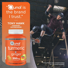 Emballage des gummies Qunol Curcuma avec informations nutritionnelles
