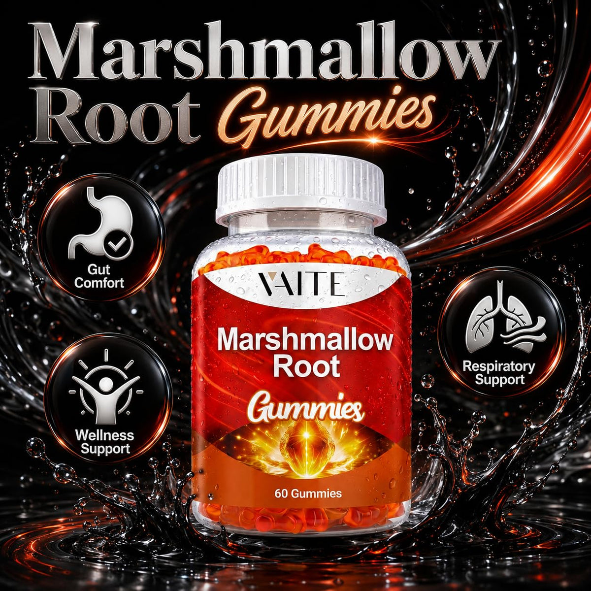 Emballage des gummies racine de guimauve VAITE avec détails du produit