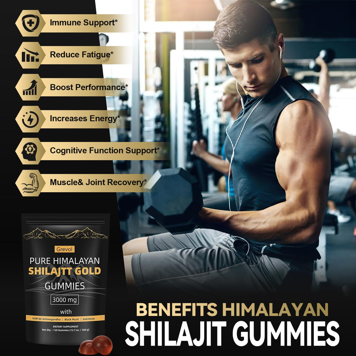 Emballage des Gummies Shilajit Himalayen de Grevol