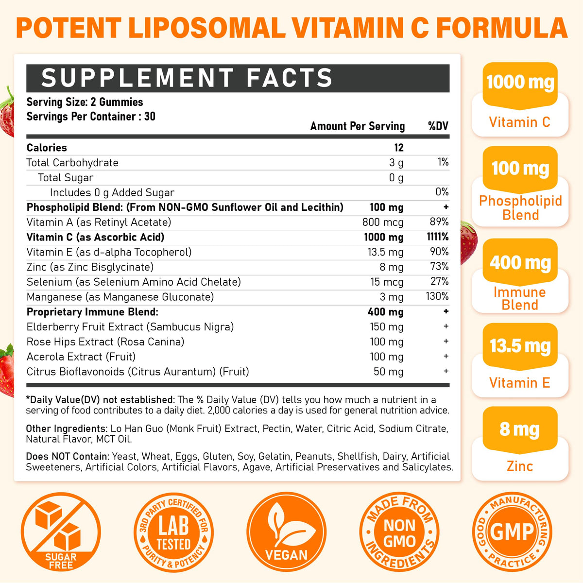 Emballage des gummies Tcemundry à la vitamine C 1000mg