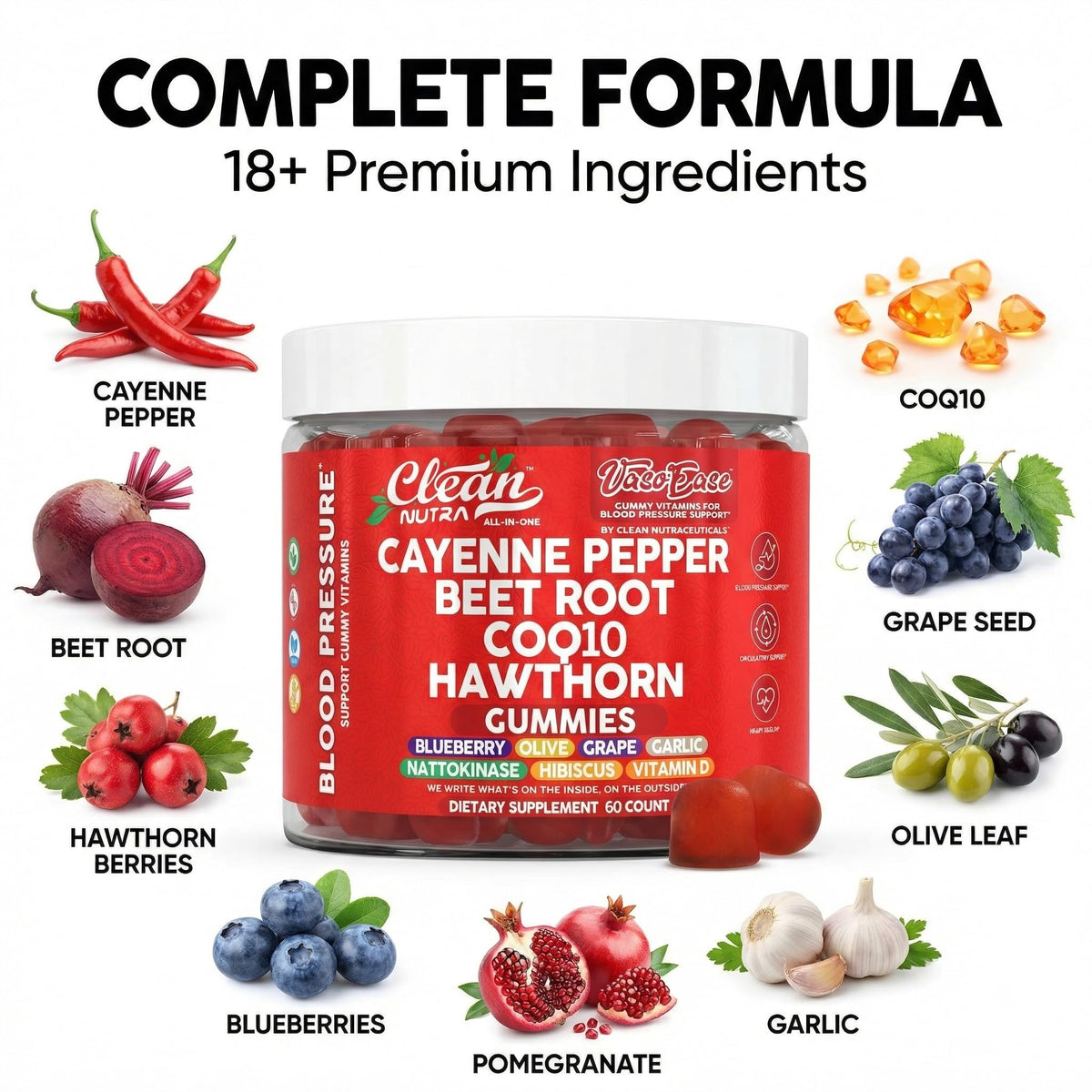 Emballage des gummies VasoEase Clean Nutraceuticals