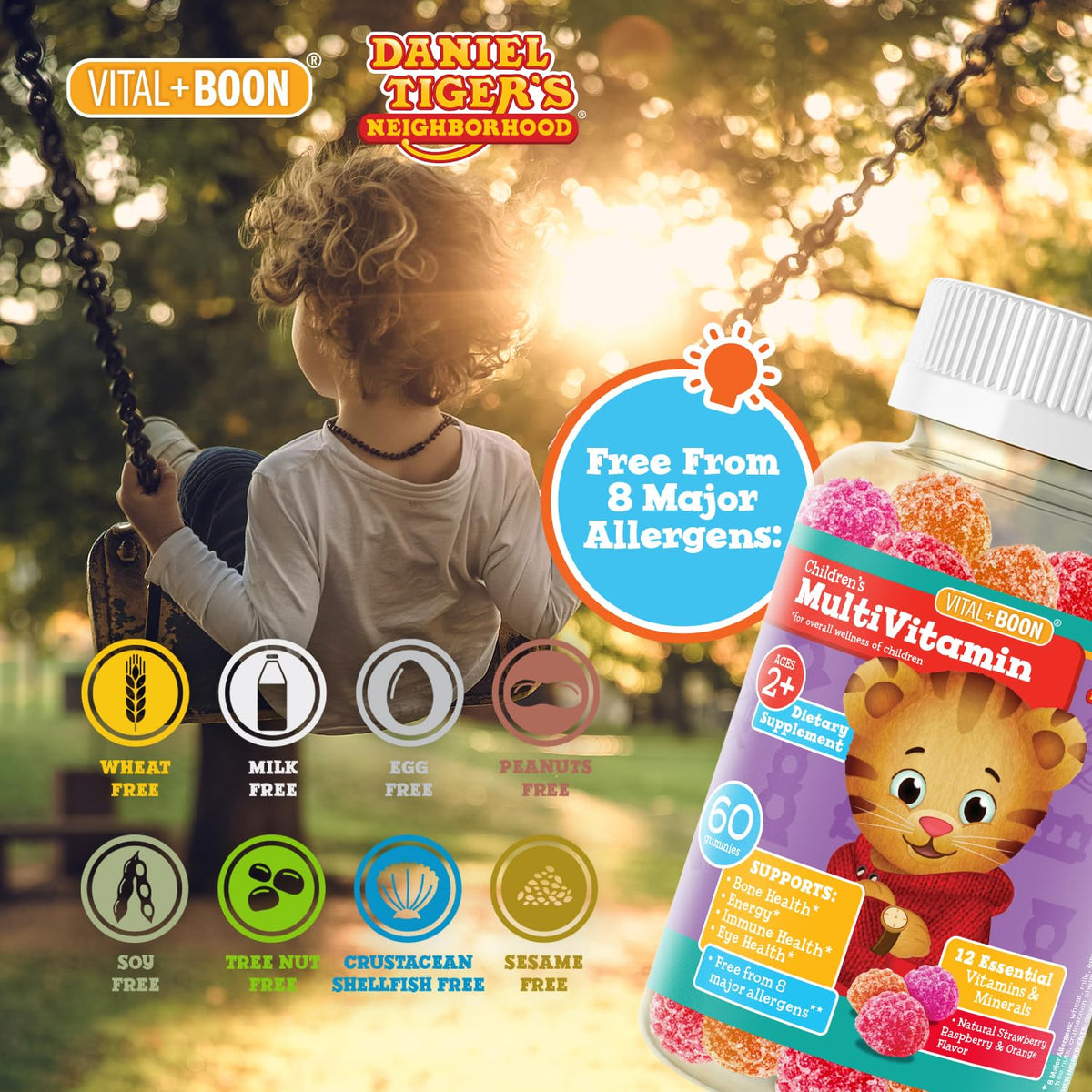 Emballage des gummies Vital+Boon pour enfants, 60 unités