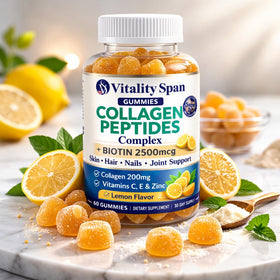 Emballage des gummies Vitality Span, montrant le logo de la marque