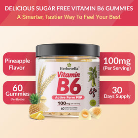 Emballage des Gummies Vitamine B6 Herbovella sur fond blanc