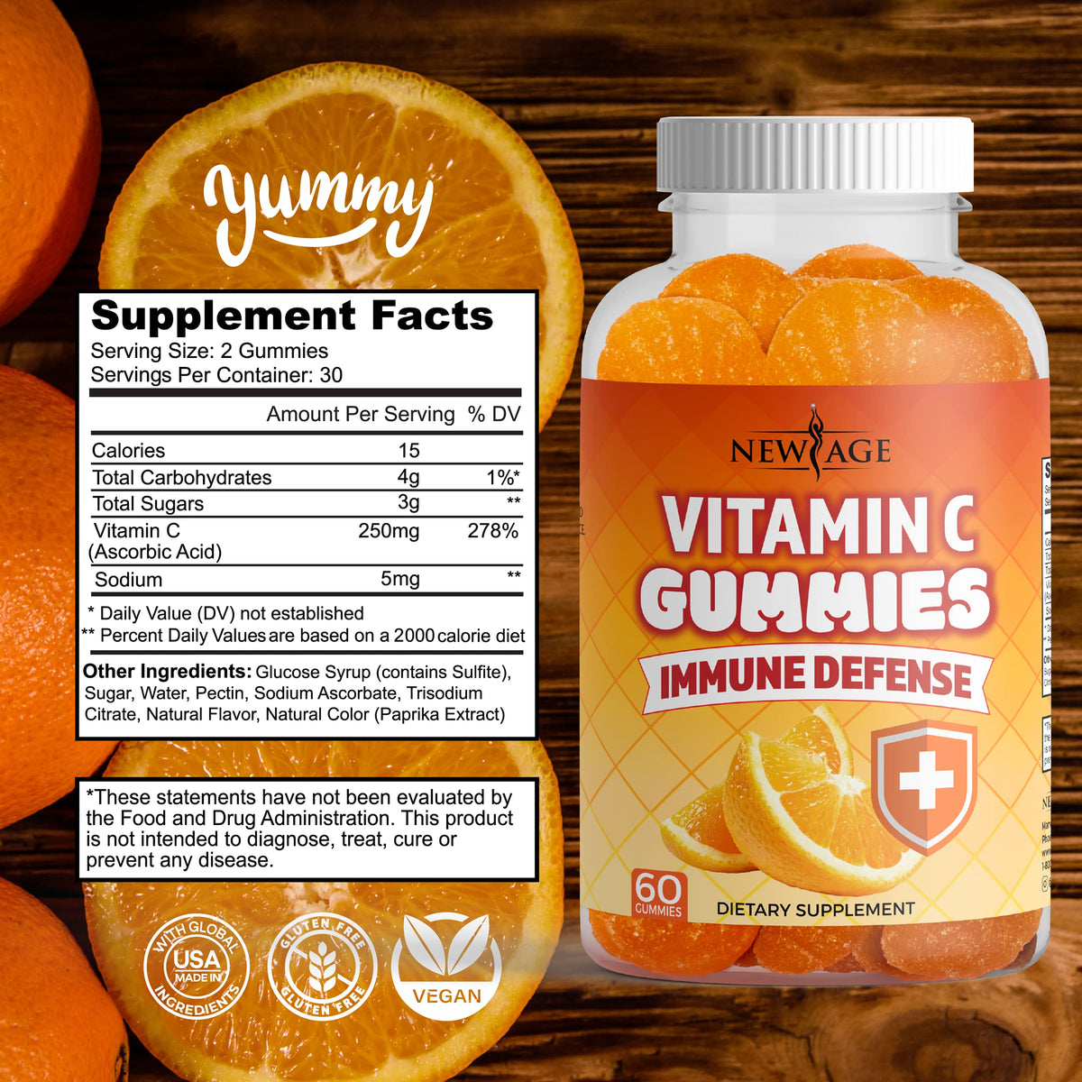 Emballage des Gummies Vitamine C Orange NEW AGE