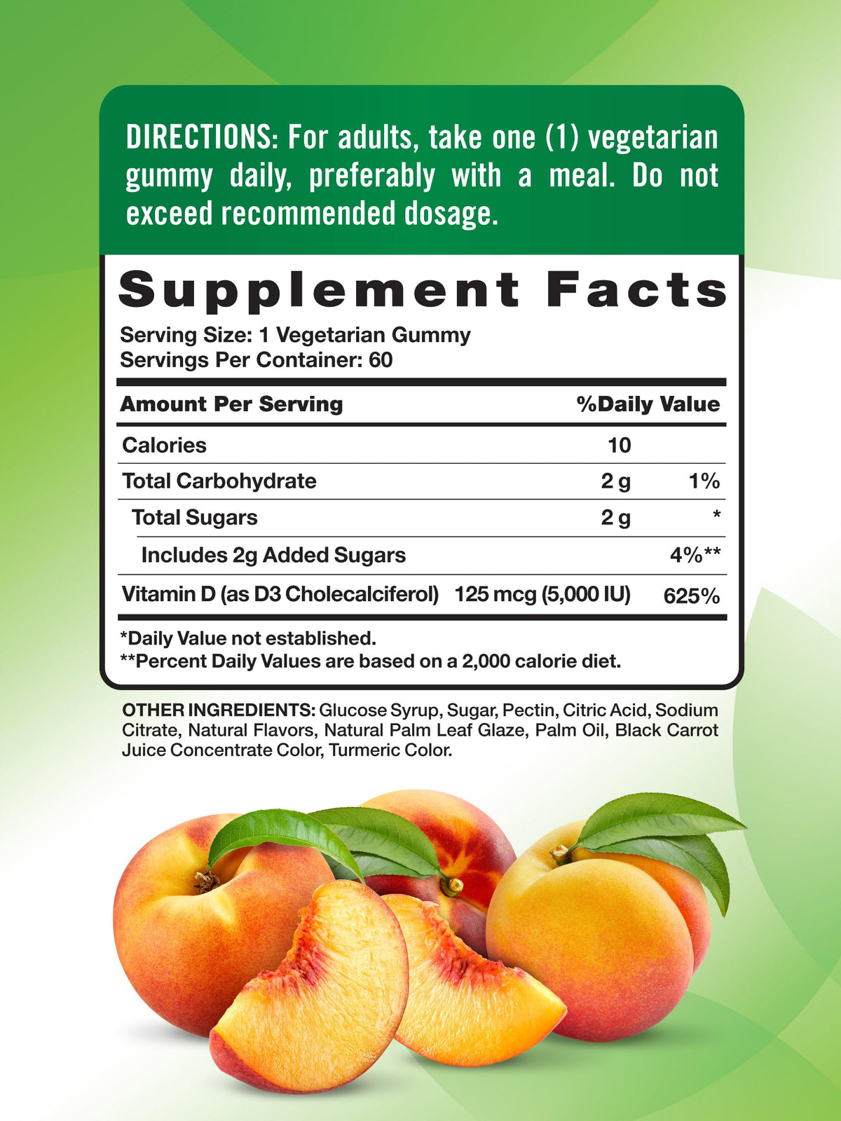 Emballage des Gummies Vitamine D3 Nature's Truth 5000 IU
