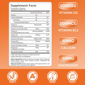 Emballage des gummies WEEVIT D3 B12, dimensions 12,4 x 11,6 x 6,1 cm
