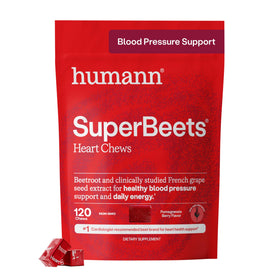 Emballage des HumanN SuperBeets Heart Chews 120 Ct saveur grenade et baies