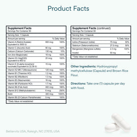 Emballage des Multivitamines Bettervits avec 13 vitamines essentielles