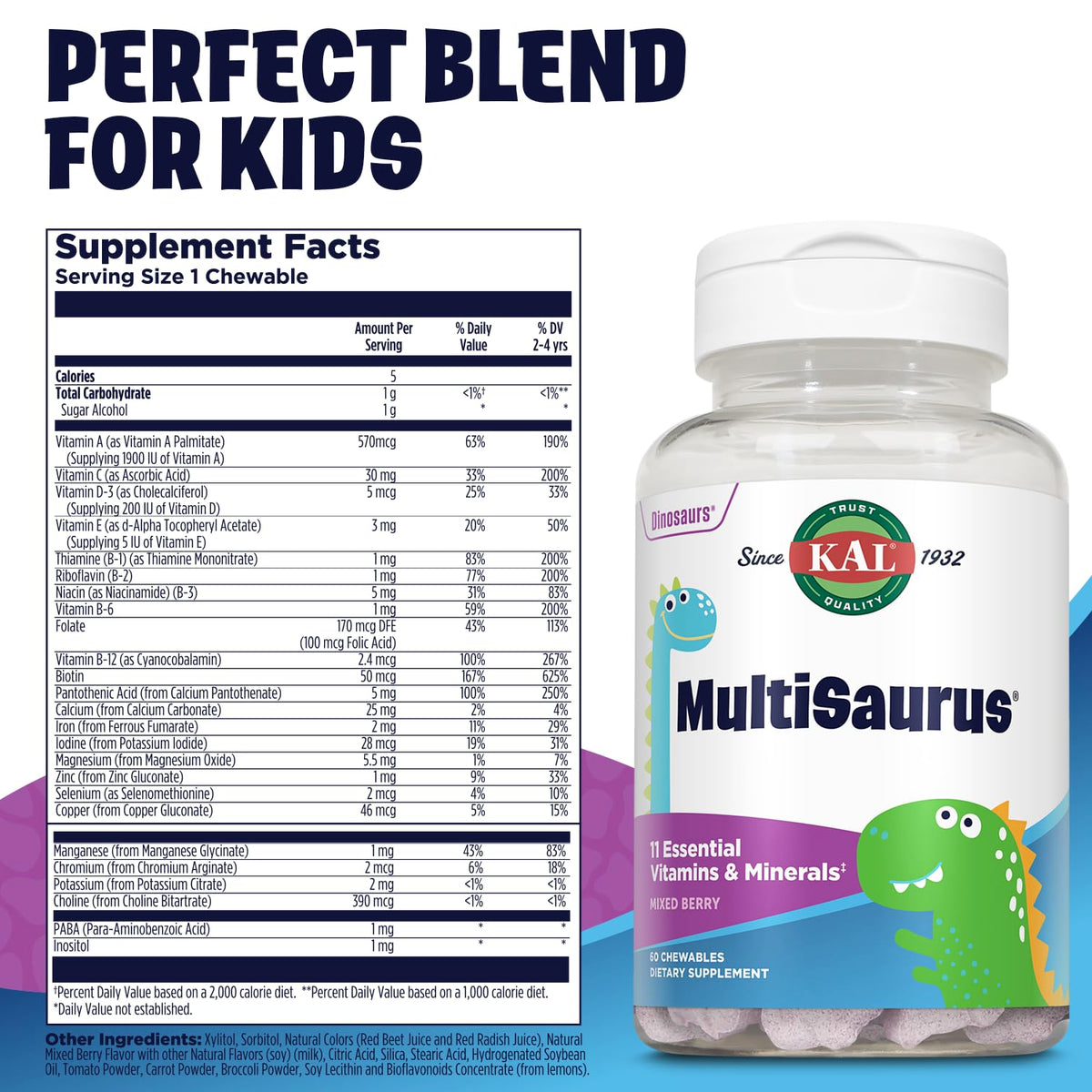 Emballage des Multivitamines KAL avec 60 gummies