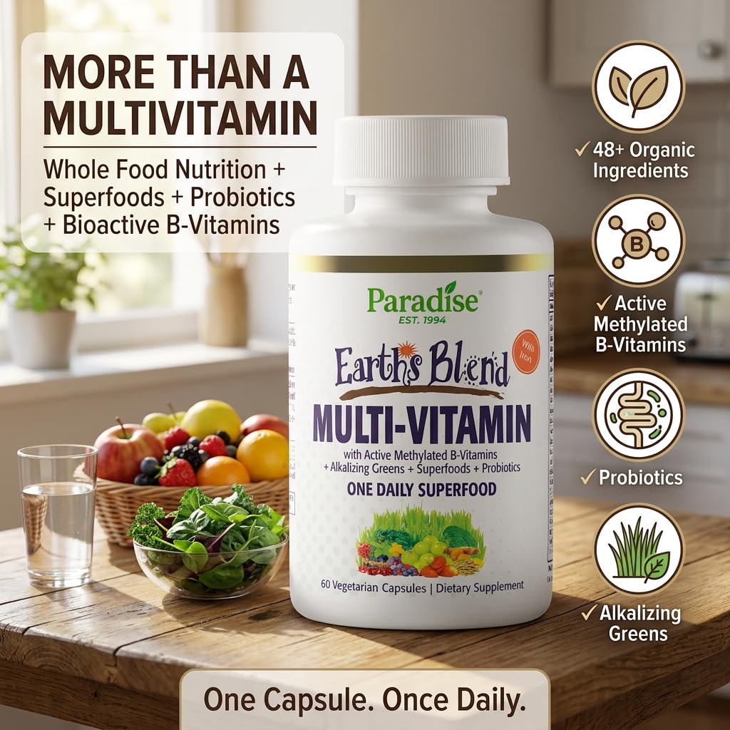 Emballage des multivitamines Paradise Herbs 60 capsules