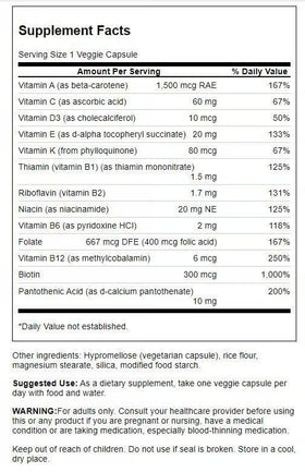 Emballage des Multivitamines Swanson, côté