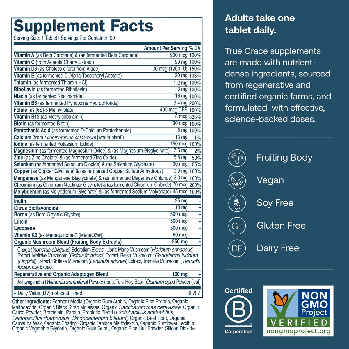 Emballage des Multivitamines True Grace 40+