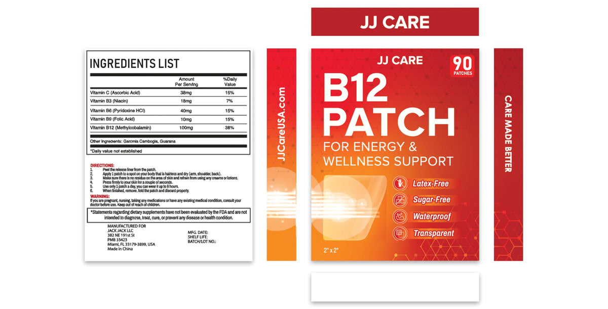 Emballage des patches B12 JJ CARE