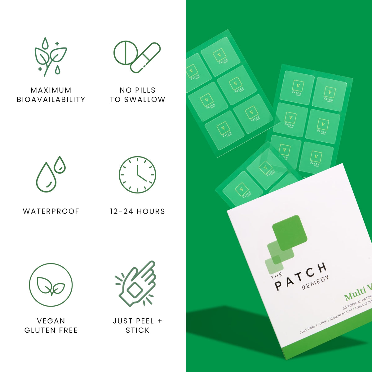 Emballage des patches multivitamines The Patch Remedy