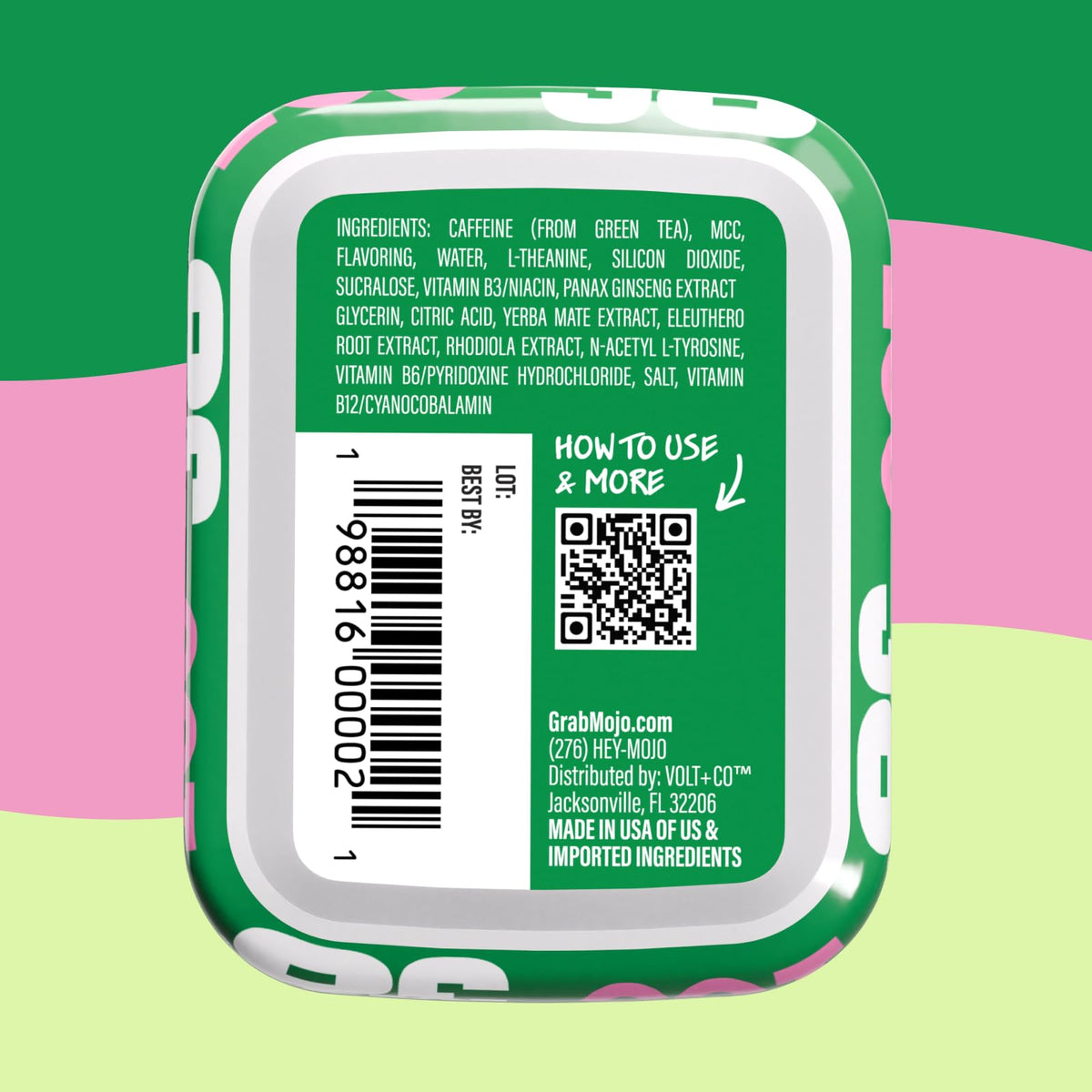 Emballage des poches énergétiques MOJO avec QR code