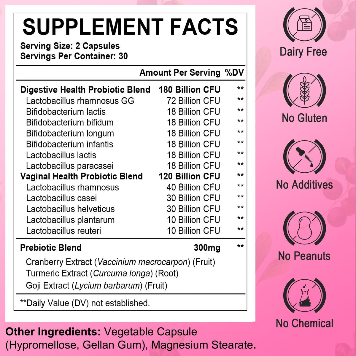 Emballage des Probiotiques Heafetine avec informations nutritionnelles