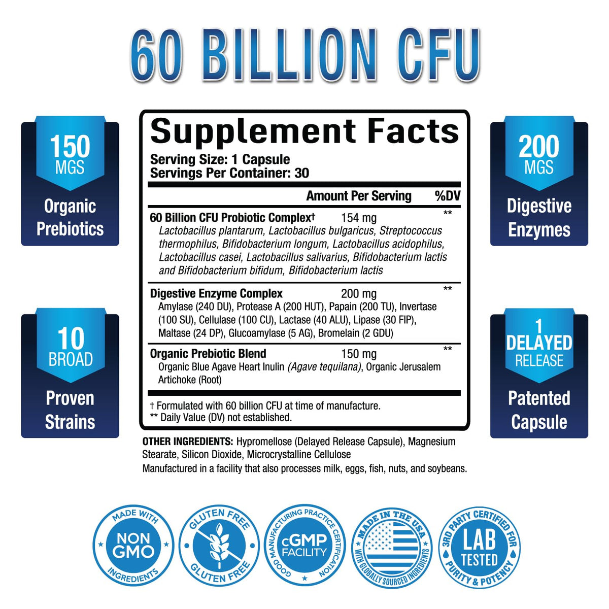 Emballage des probiotiques Purely Optimal 60 milliards CFU