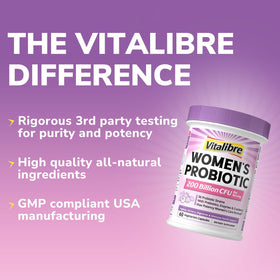 Emballage des Probiotiques Vitalibre pour Femmes, information produit
