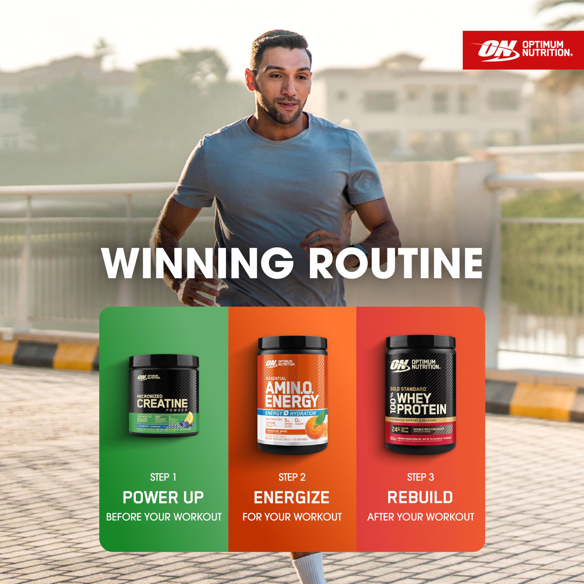 Emballage des sachets Amino Energy Optimum Nutrition vu de côté